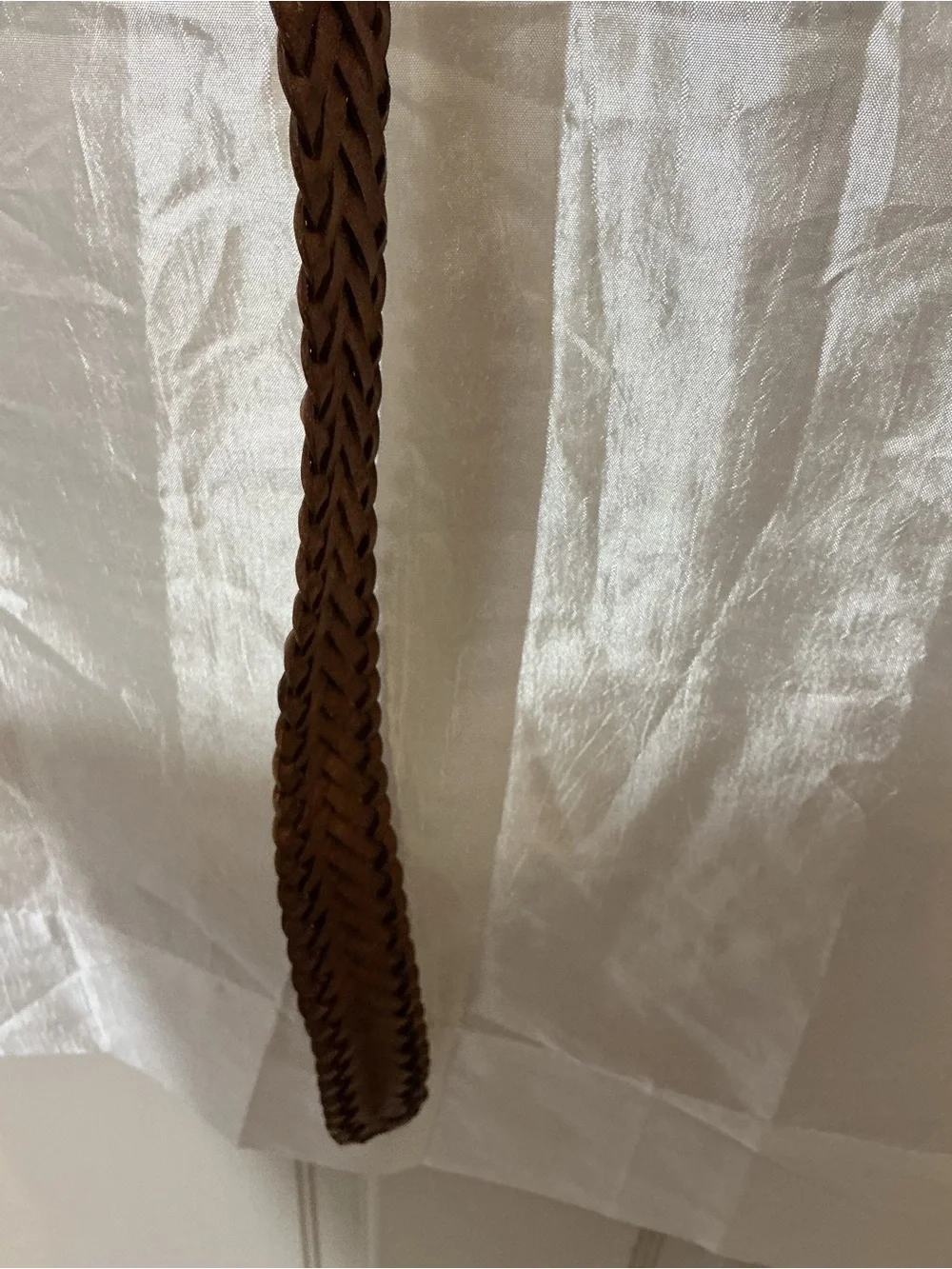 Cole Haan Brown Braided Leather Belt with Silver Buckle